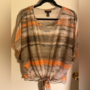 ALFANI TWO PIECE SET WOMEN’S TOPS. Front waist tie and just over the arm sleeves